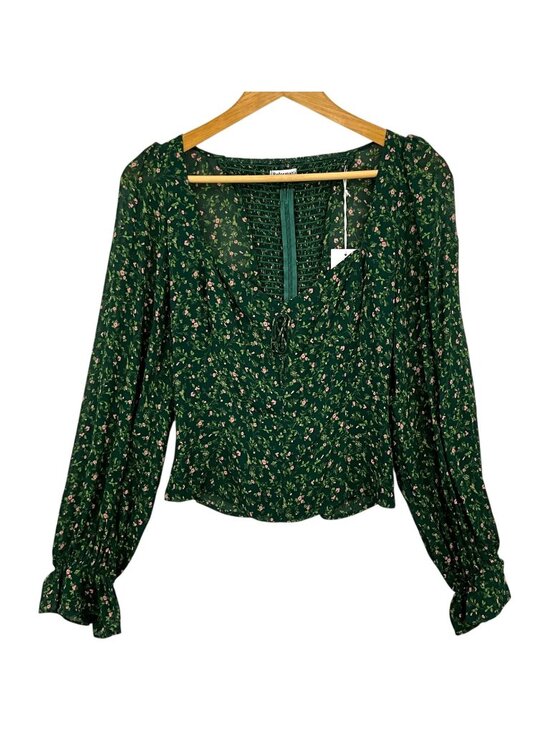Reformation Tops - NWT Reformation Chase Top Womens 10 Green Floral Sweetheart Puff Sleeve Blouse